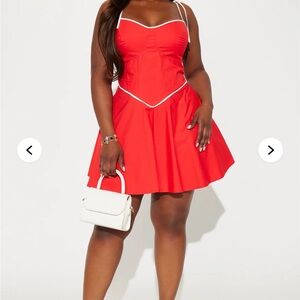 Fashion Nova Red Mini Dress with White Accents